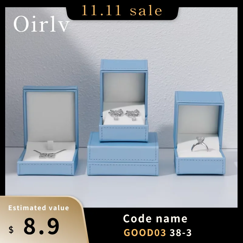 

Модный синий кожаный Органайзер для ювелирных изделий Oirlv, коробка для свадебных колец, подвесок, браслетов, ожерелий, чехол для хранения, подарочная упаковка, коробка для демонстрации