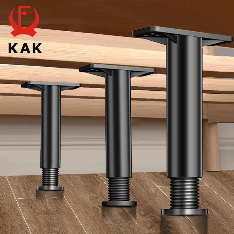 

KAK Black Furniture Legs Adjustable Bed Beam Support Foot Sofa Table Feet Replacement Plastic Steel Heavy Duty Bed Hardware