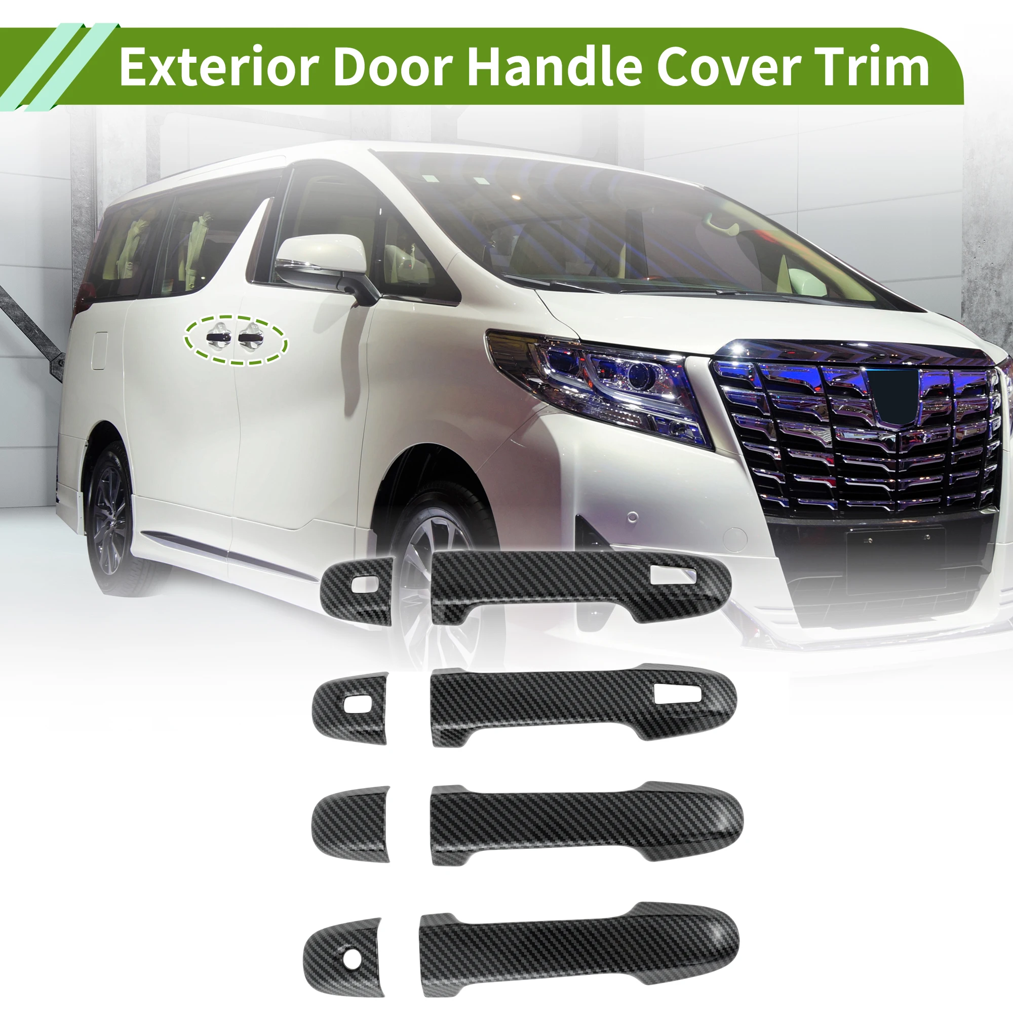 

UXCELL Exterior Door Handle Cover Trim Outside Door Handle Cover for Toyota Alphard 2015-2021 Carbon Fiber Black ABS 1 Set