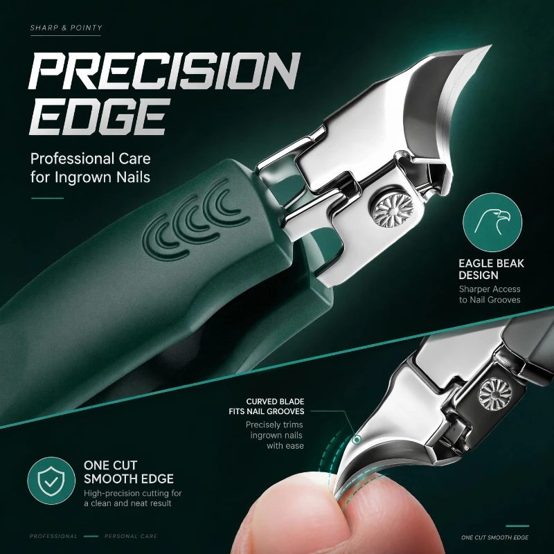 Rutschfester, ergonomischer Nagelknipser für eingewachsene Zehennägel, robuste, scharfe, gebogene Klinge für dicke, harte Nägel, für den Heimgebrauch.