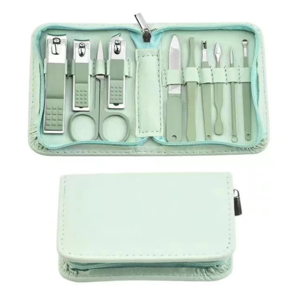 

Набор кусачек для ногтей из нержавеющей стали с футляром для хранения, зеленый набор для ухода за ногтями, прочный профессиональный триммер для ногтей, костюм для дома