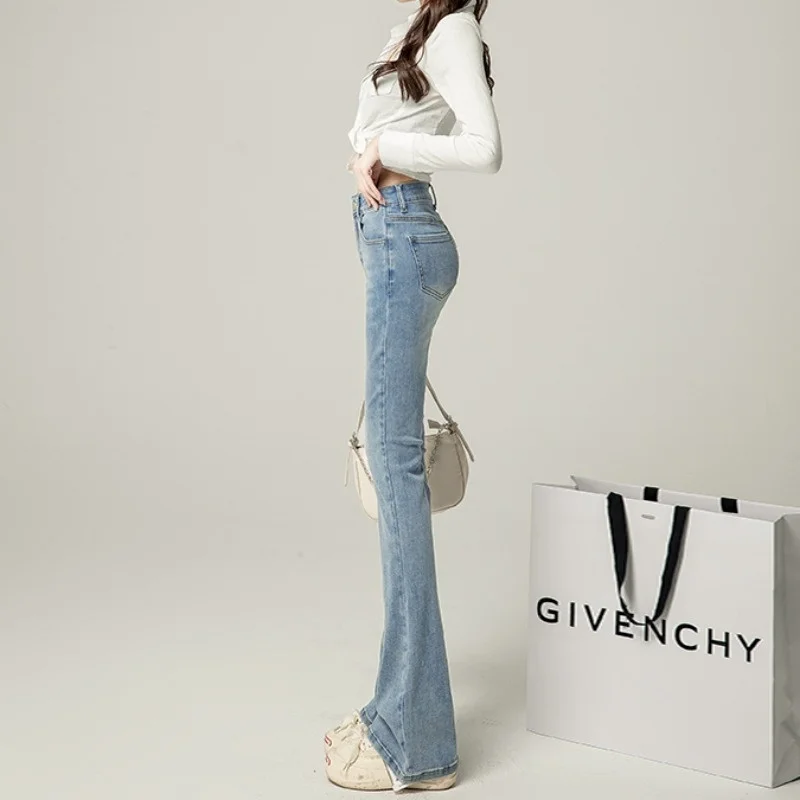 

High Waist Long Bell Bot Jeans Women's Spring Autumn High Rise Drapey Floor Length Trousers XS75 Extended Micro Flare
