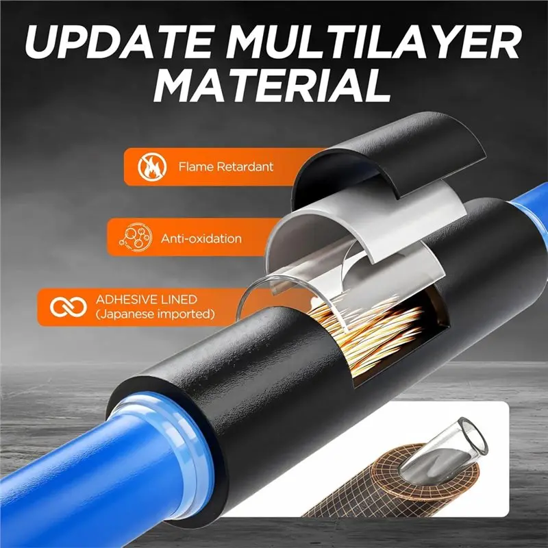 ABDJ-5:1 Heat Shrink Tubing Kit 365PCS, 5:1 Ratio Shrink Wrap Tubing Adhesive Lined,Heat Shrink Wire Connectors For Auto RV