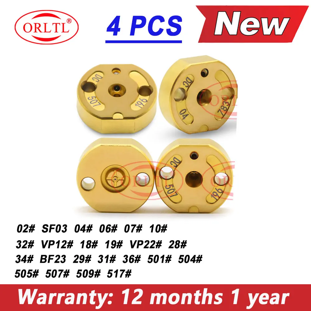 4PC New Control Valve Plate 02# 04# 05# 06# 07# 10# 18# 19# 29# CR Injector Valve Orifice Plate 31# 32# 36# for Denso Injectors