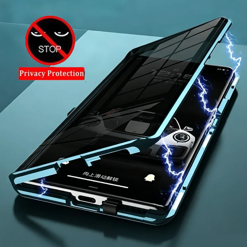 

Privacy Anti Peep Double Sided Glass Phone Case For Huawei Nova 14 13i 11 9 SE 12S 10 Pro 15 Max Metal Magnetic Lens Protection