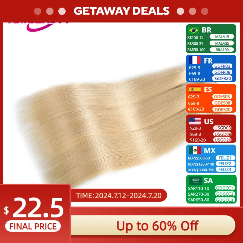 

Straight Human Hair Bundle Addbeauty Honey Blond Brazilian Unproccessed Raw Virgin Human Hair Weave One Donor Hair Extension 613