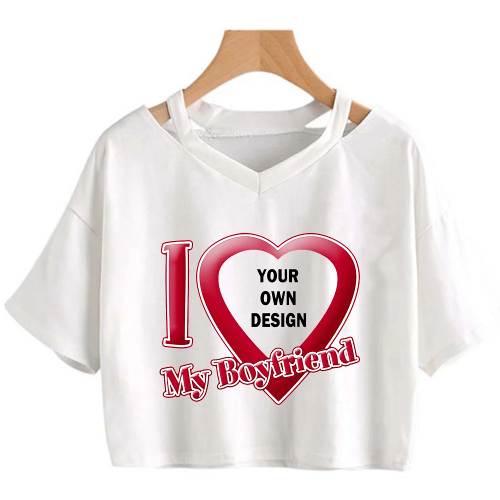 I Love My Boyfriend Summer Short Sleeve O Neck Customized Printed Fashion T Shirt DIY Your Like Photo or Logo T-shirt  Women