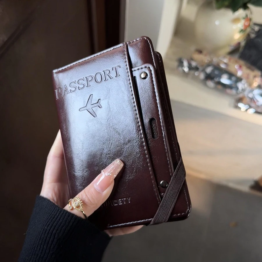 Passport Holder and Wallet in One, Anti-Theft, Anti-Degaussing, Multi-Functional Document and Card Storage Bag, Travel Ticket Holder, Portable Business and Travel Document Organizer, Essential Document Protection Cover for Going Abroad