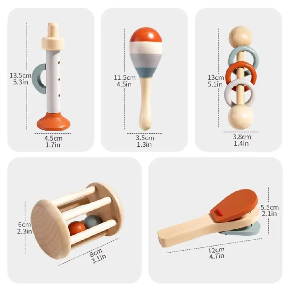 Jouets musicaux pour bébé, cloche à main en bois, Coordination œil-main, Instruments de musique pour bébé, marteau à sable, motricité Fine