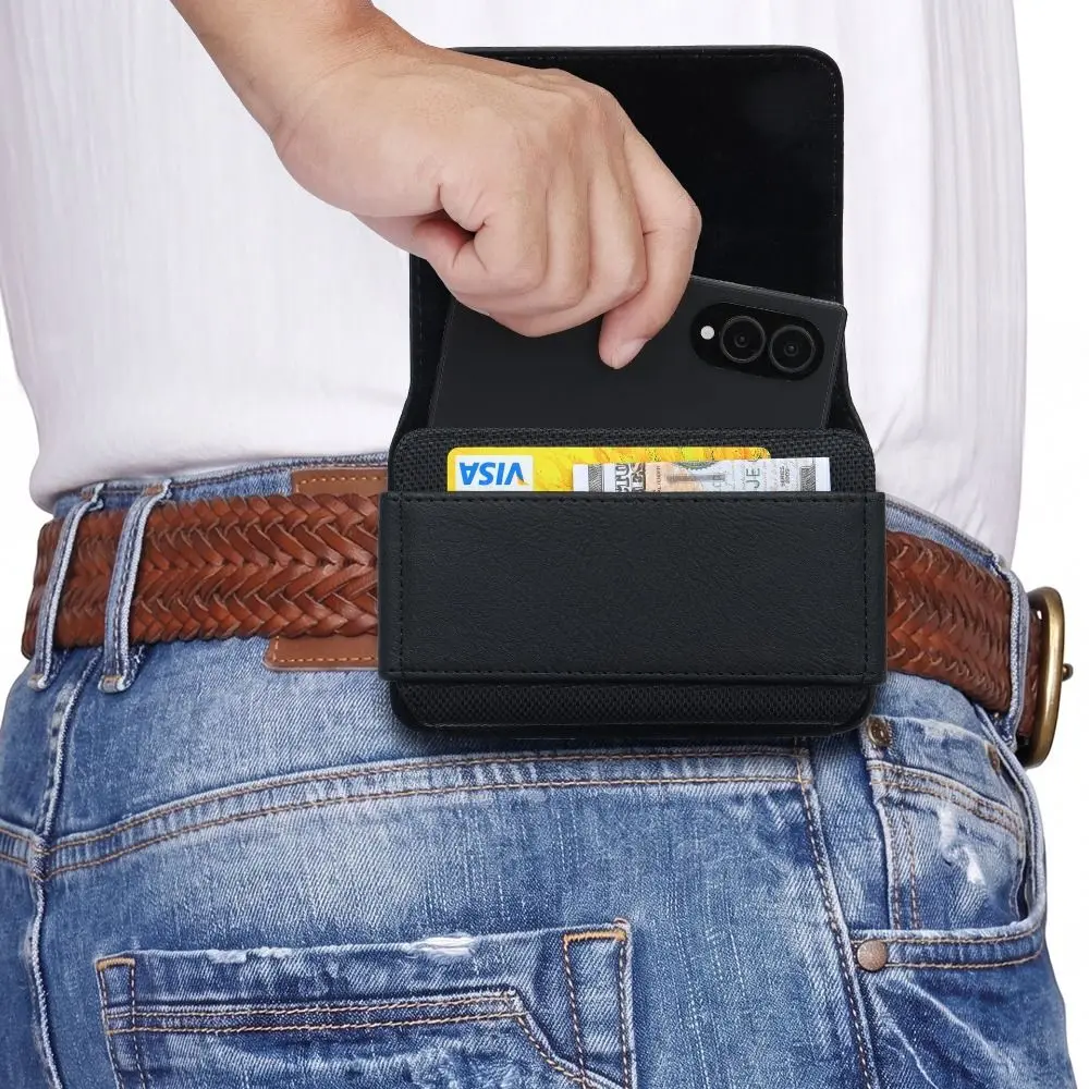 Rhinoceros Leather Foldable Phone Waist Bag Belt Loop Belt Pouch for Samsung Galaxy Z Fold 8/iPhone 18 Fold/HUAWEI Pura X Max
