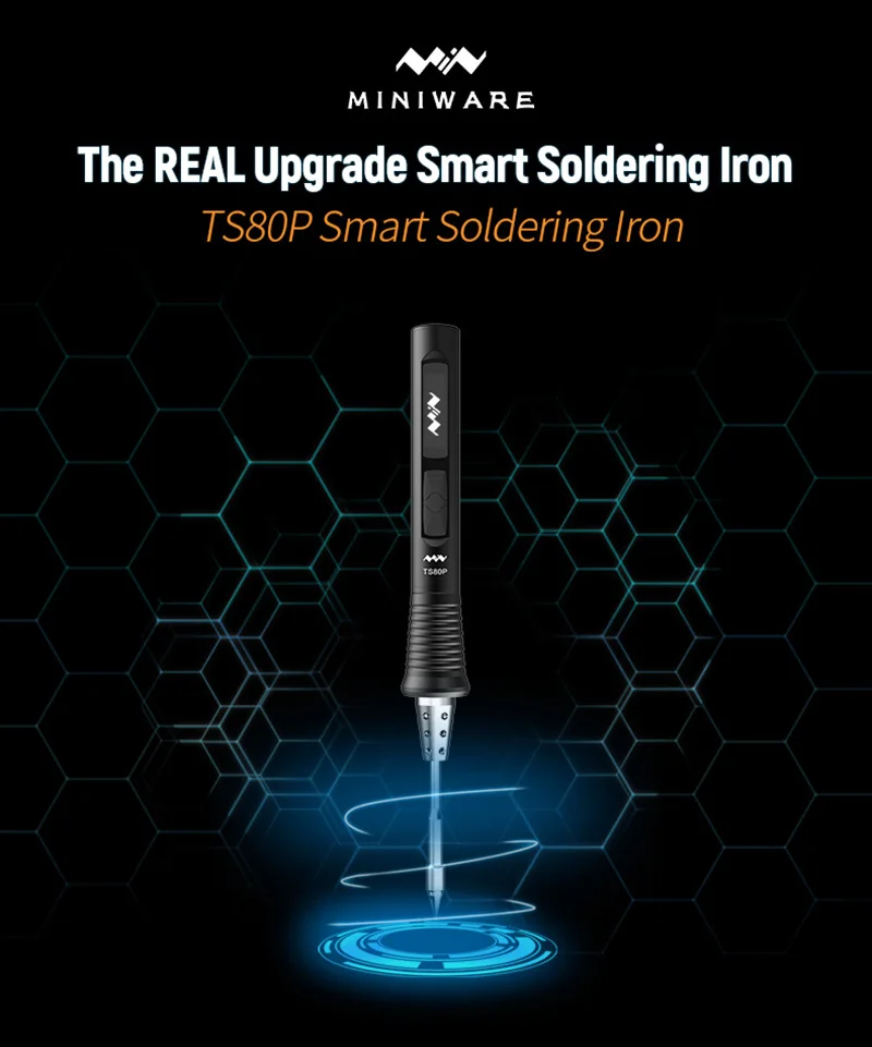 MINIWARE TS80P Smart Soldering Iron 30W Type-C OLED Screen Adjustable Temperature CNC Aluminum Alloy Casing TS1C Tips Series