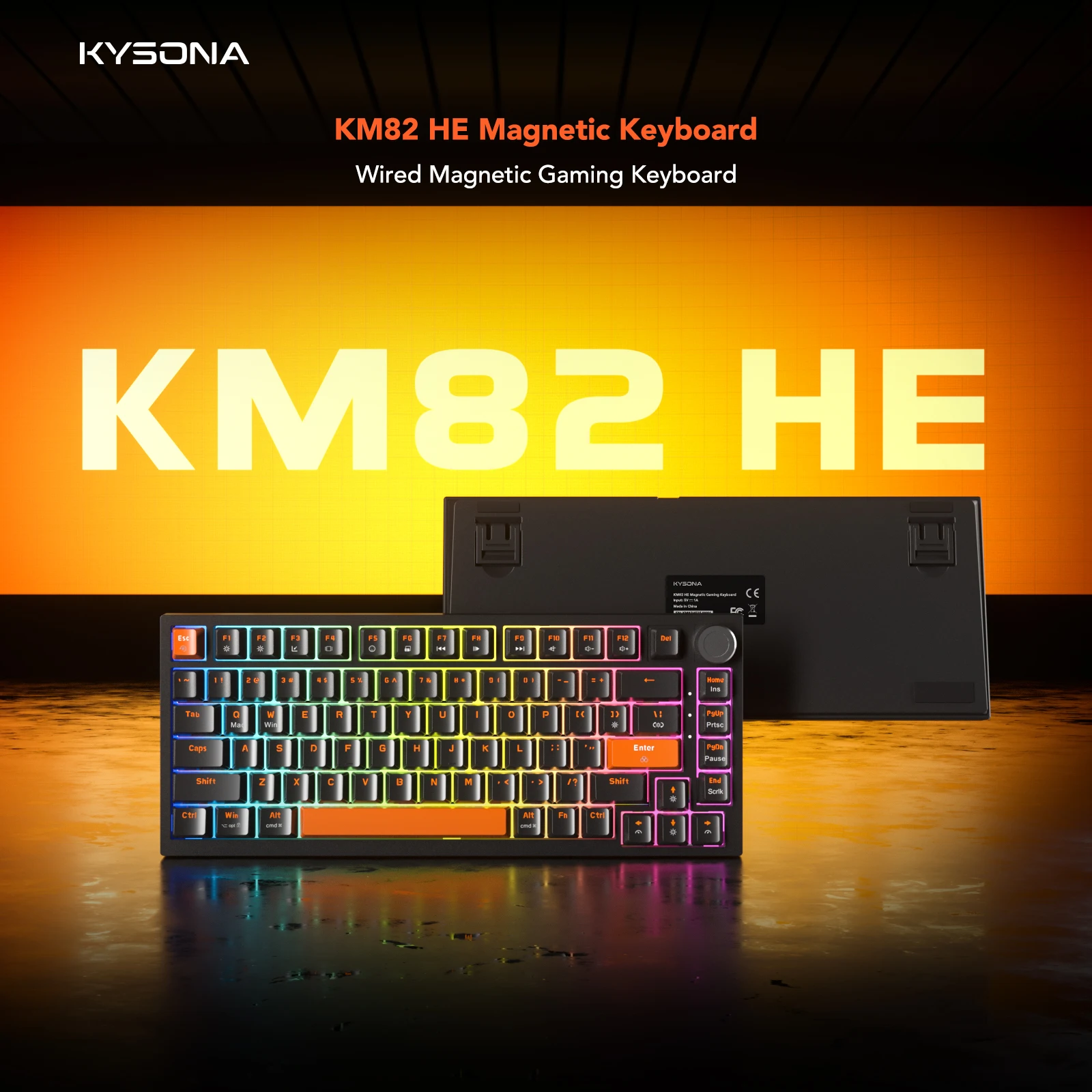 

KYSONA KM82 HE Проводная игровая клавиатура Магнитный переключатель 75% 82 клавиши 8000 Гц Скорость отката PBT Сверхточность 0,005 мм RGB для геймера