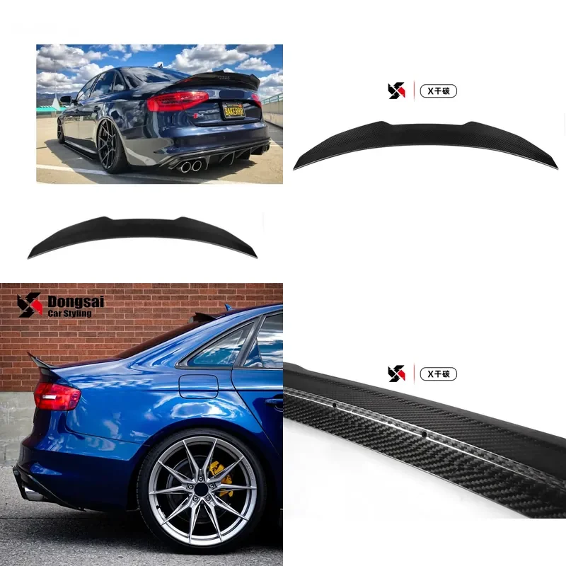 PSM Style Dry Carbon Fiber Luggage Spoiler Ducktail Rear Tail Lip for Audi S4 B8 B8.5 2009-2016
