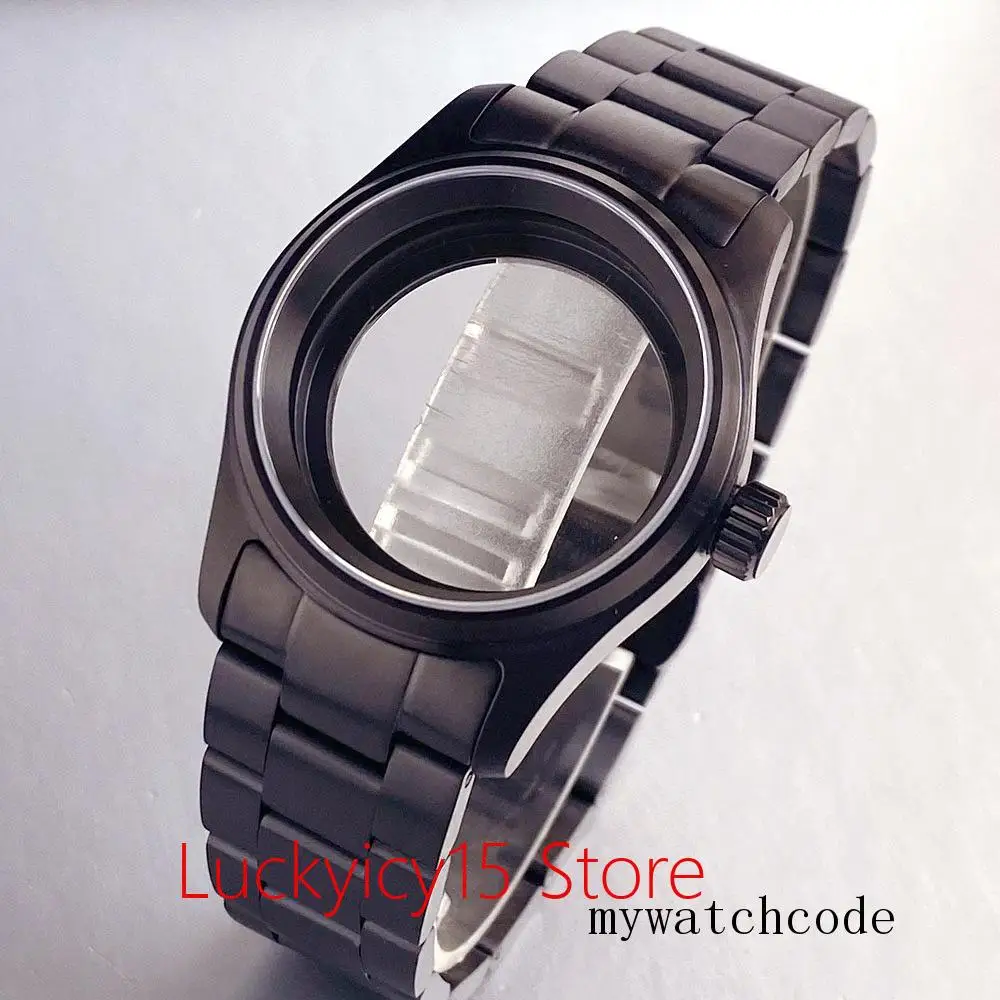 36mm 39mm Pvd Black Pilot Watch Case 200M Waterproof Sapphire Glass Bracelet Strap for Nh34 Nh35 Nh36 Eta2824 Pt5000 Watch Parts