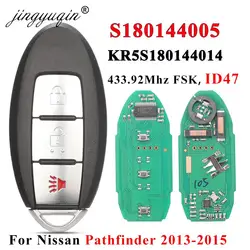 Jingyuqin S180144005 3 przycisk 433mhz ID47 Chip klucz zdalny dla radar nawigacyjny do nissana 2013 2014 2015 inteligentny samochód bezkluczykowy 7812D-S180014