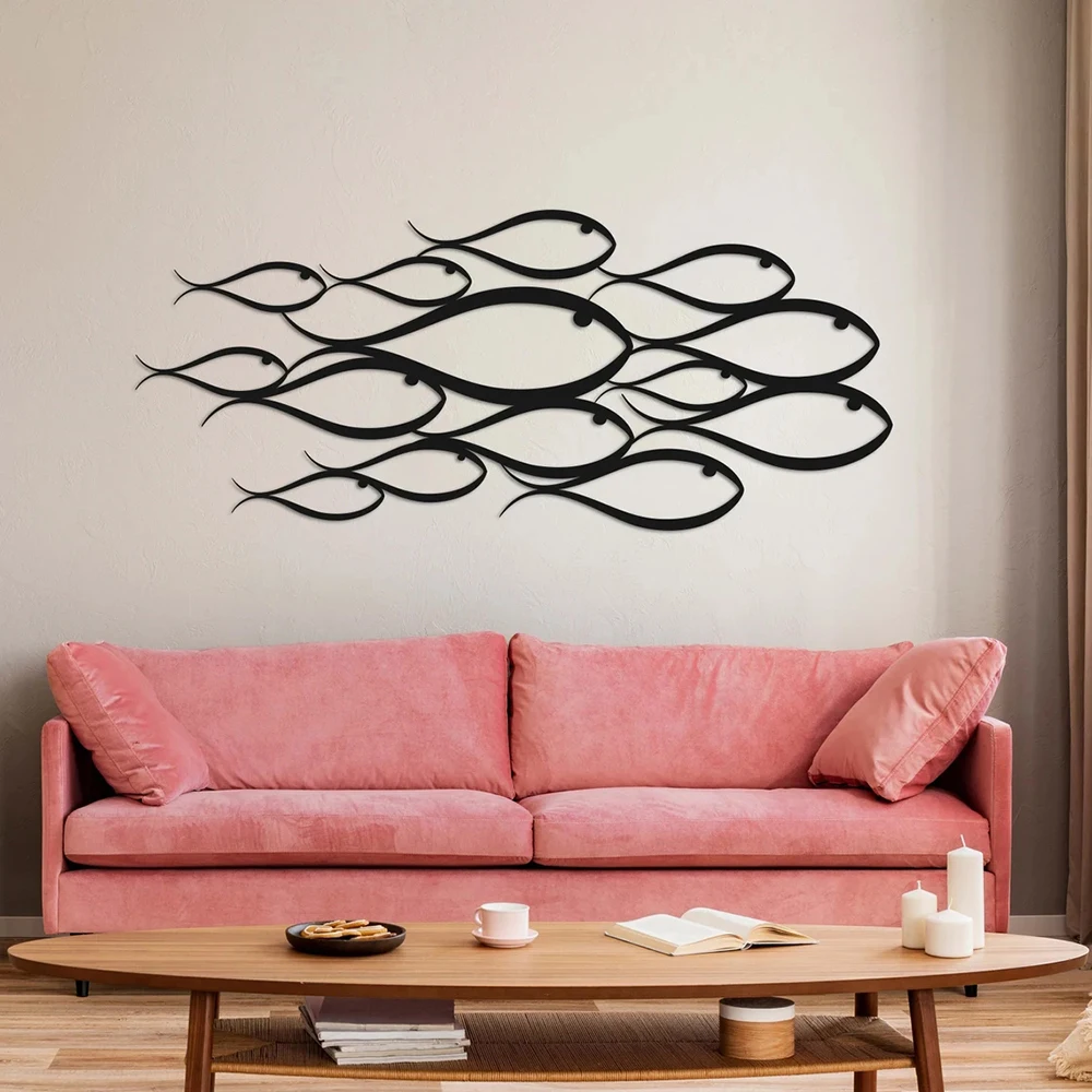 Nautical School of Fish Wall Decal Stylish Bathroom Decor Line School of Fish Art Wall Sticker Home Wall Decor Vinyl Decal S408