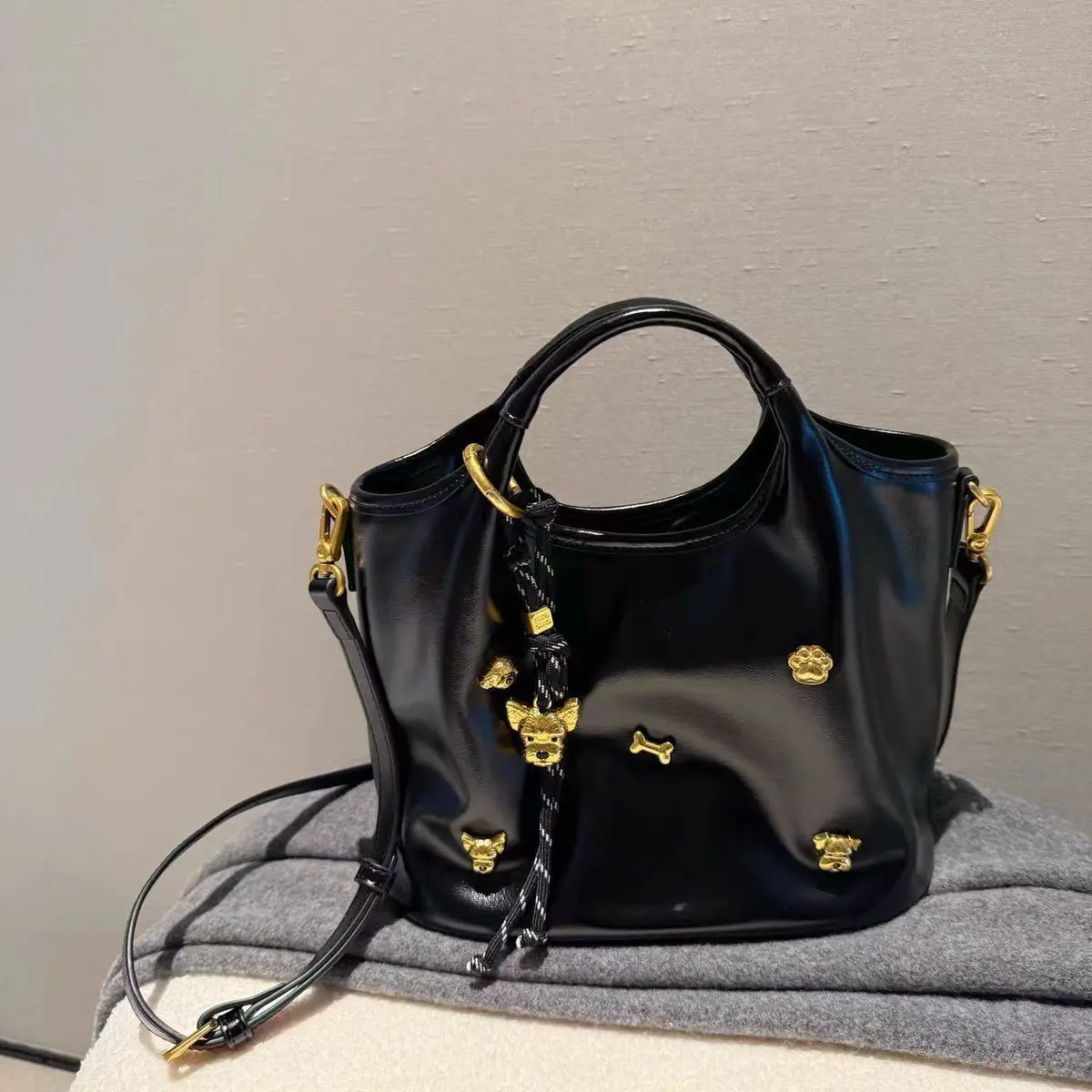 

JIAERDI Ретро черная сумка-тоут для щенков, женская кожаная сумка на плечо большой вместимости, женская модная сумка через плечо Harajuku, элитная сумка через плечо 2025