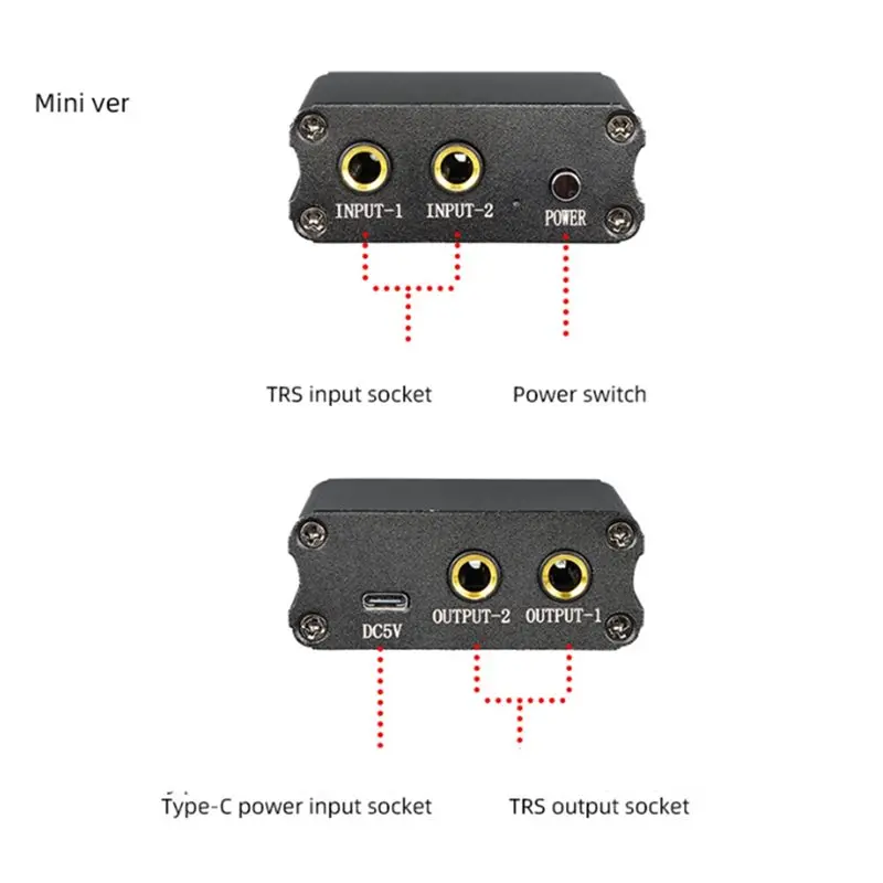 Y47A Mini 2 in 2 out Feedback Suppressor Microphone Anti-Howling Frequency Shift Rechargeable Portable