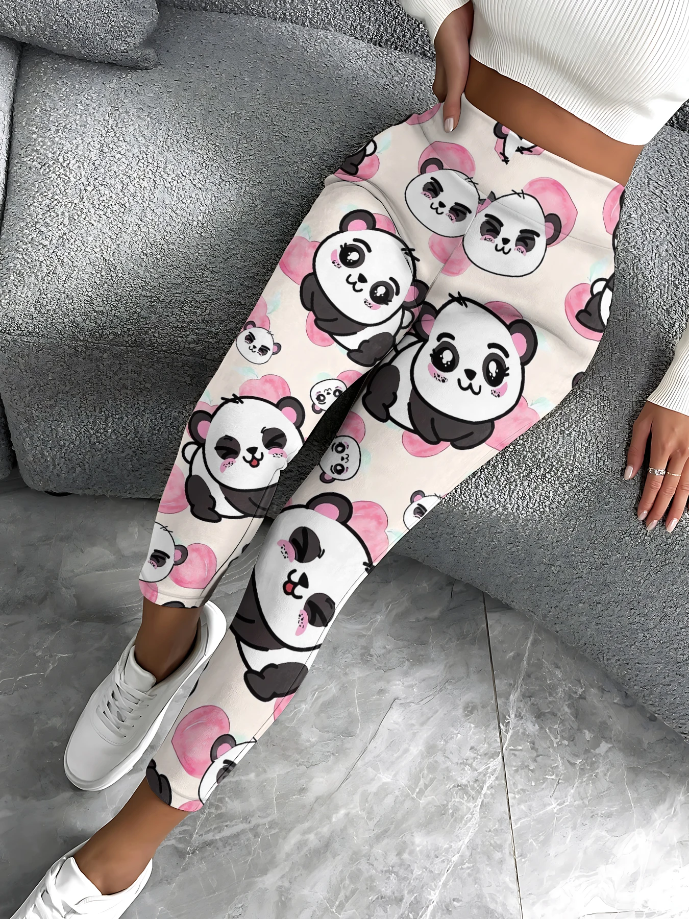 MSIEESO Funny Cute Panda Leggings Panda Peach Printed Yoga Pants Jogging Trousers Fitness Sports Women Clothing Dropshipping