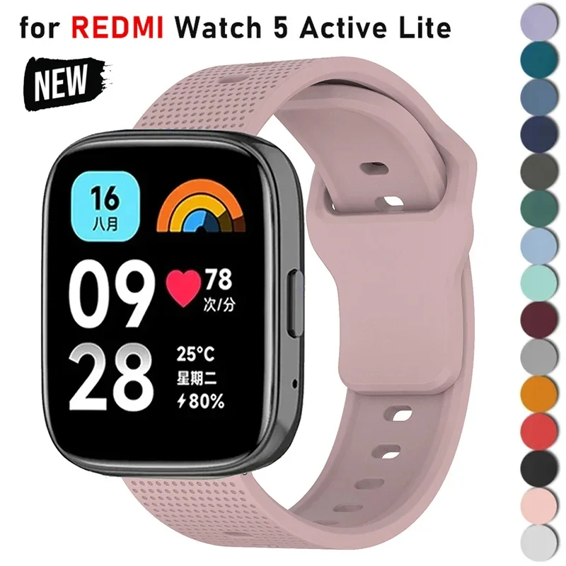 

Силиконовый ремешок для Redmi Watch 3/5 Lite SmartWatch, спортивный ремешок для Xiaomi Redmi Watch 3/5, активный браслет, аксессуары для браслетов