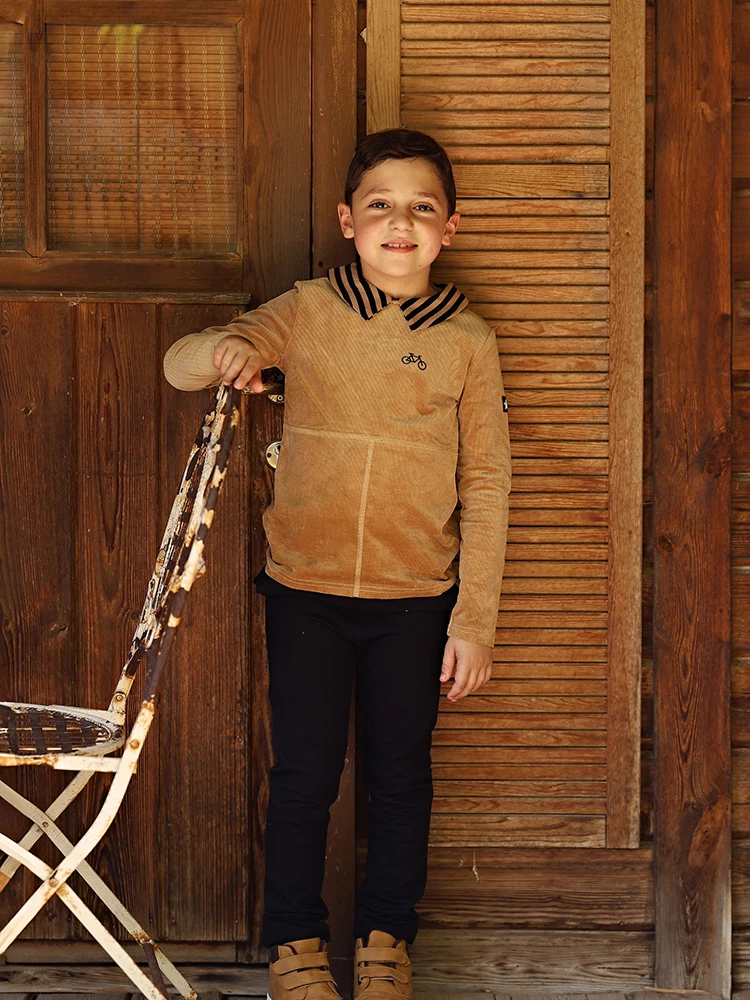 AA-AW26 Winter Corduroy Children's Clothing Ribbed Striped Herribone Rider Boys Girls Family Matching Winter Outfits