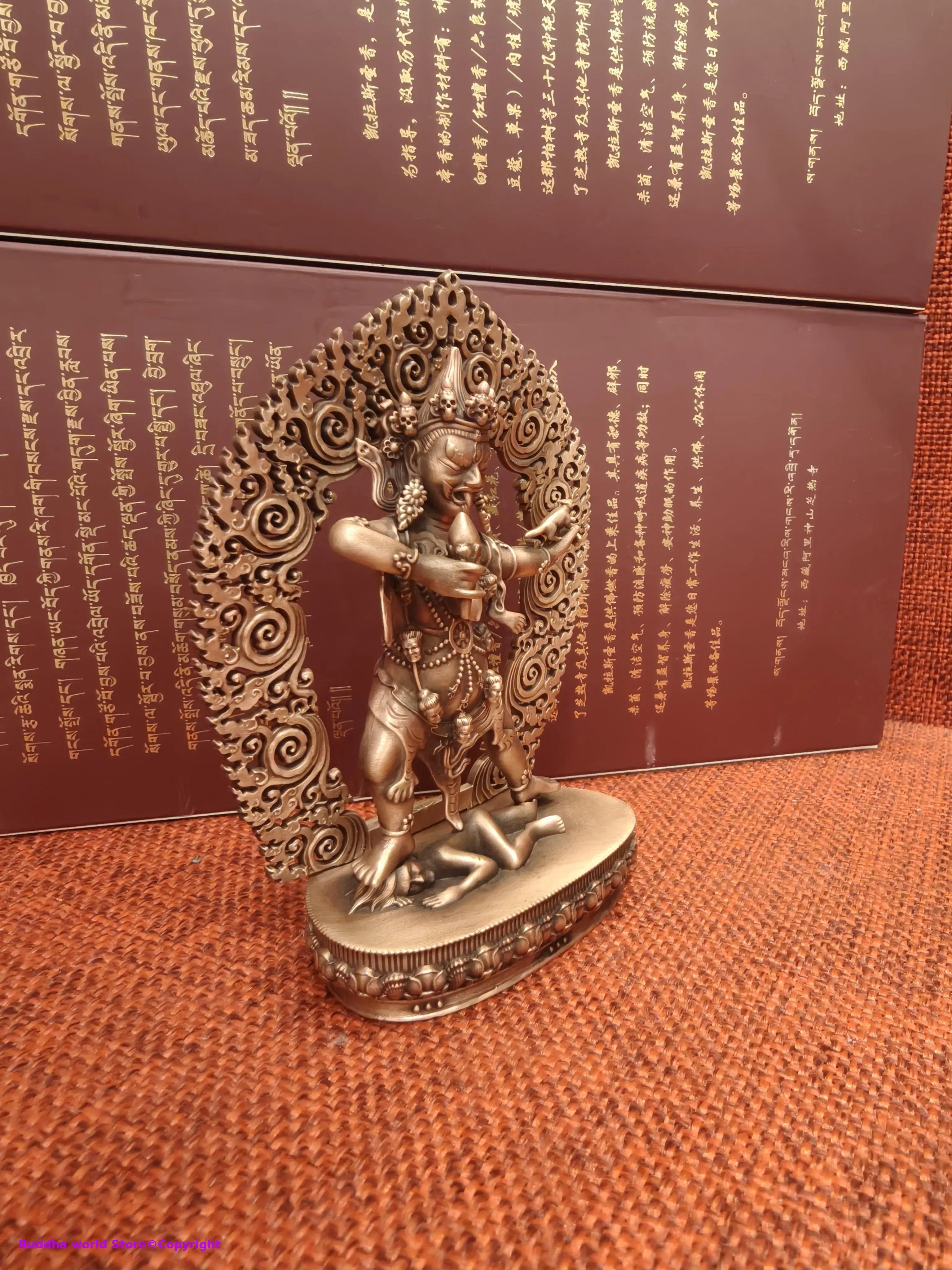 Special offer copper carving Wisdom Buddha statue Ningma Protector YI JI Maza Damsum Buddhist altar tibetan family worship