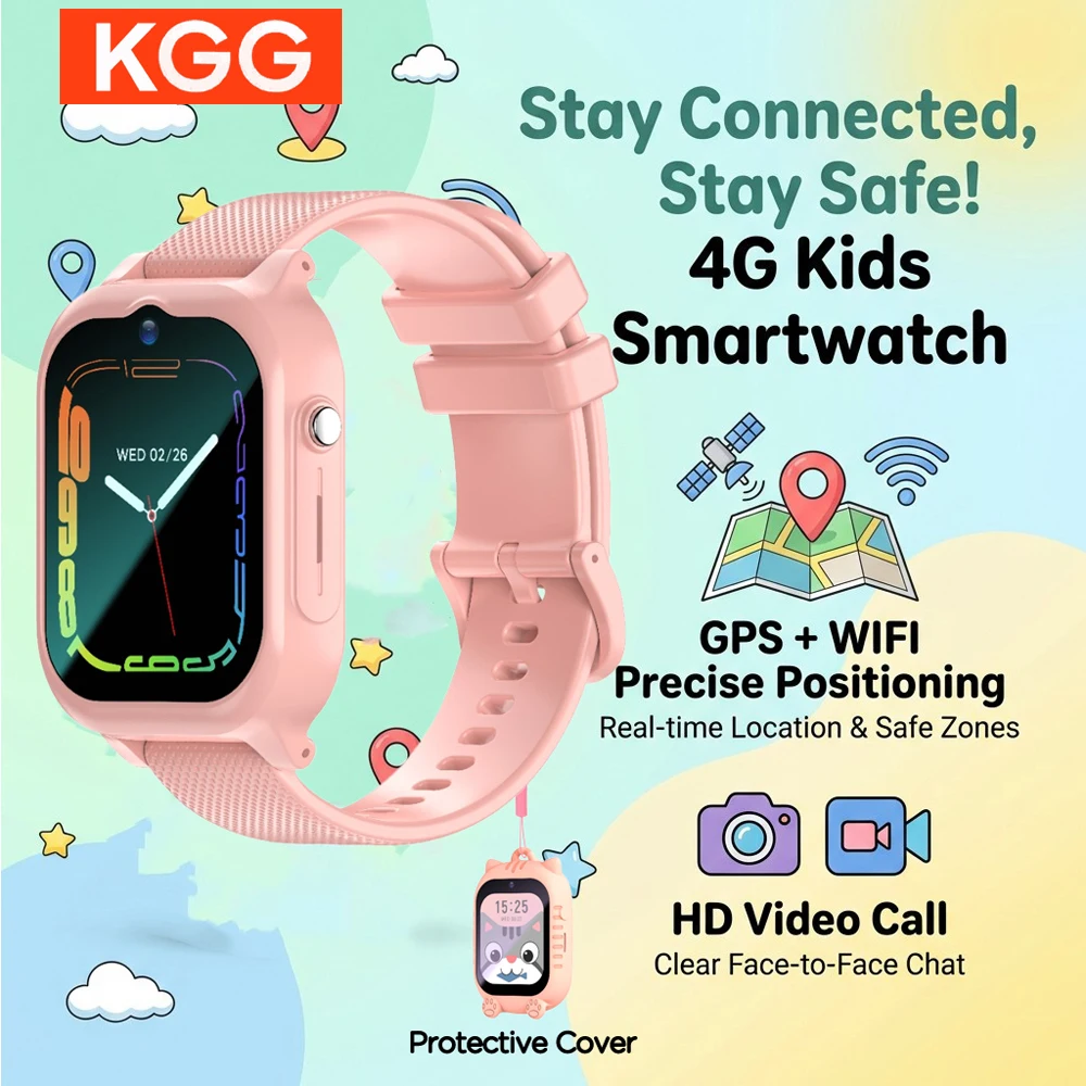 

Детские умные часы 4G с видеозвонками, SOS, GPS-трекером, Wi-Fi, функцией телефона, камерой, подарок для мальчиков и девочек