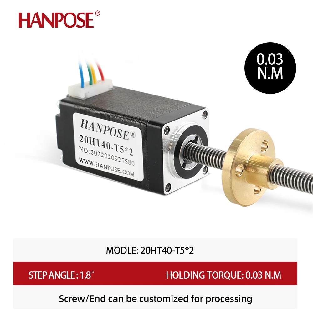 0.8A 0.021N.m 20HT34-T5*2 Trapezoidal Screw Stepper Motor Length L50mm-150mm CNC 3D Printer Nema8 Screw Motor