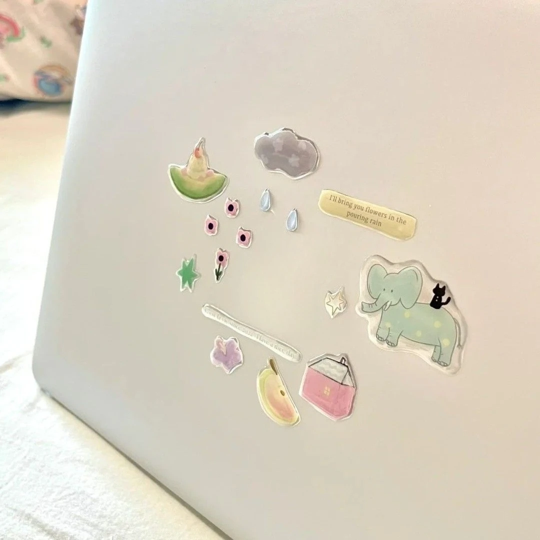 DIY 3D Jelly Sticker Set Cute Cartoon Cat Dog Snowman Crystal Drop Stickers for Pad Phone Case Laptop Journal Decoration