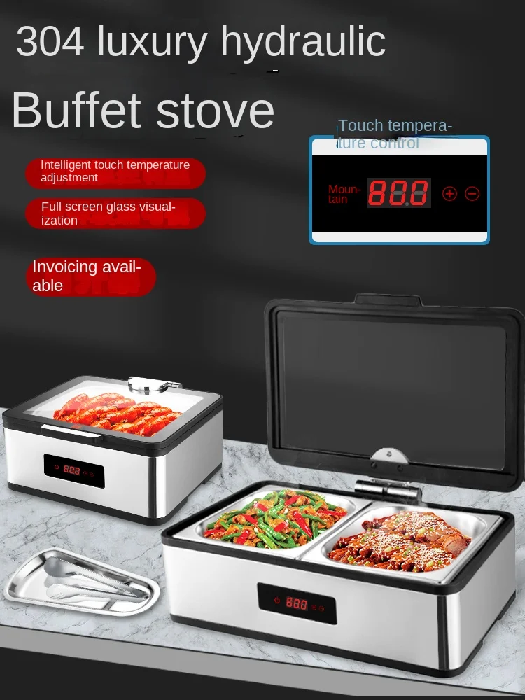 304 Stainless Steel Buffet Stove Hydraulic Flip Buffet Stove Electric Heating Hotel Tableware Breakfast Fireless