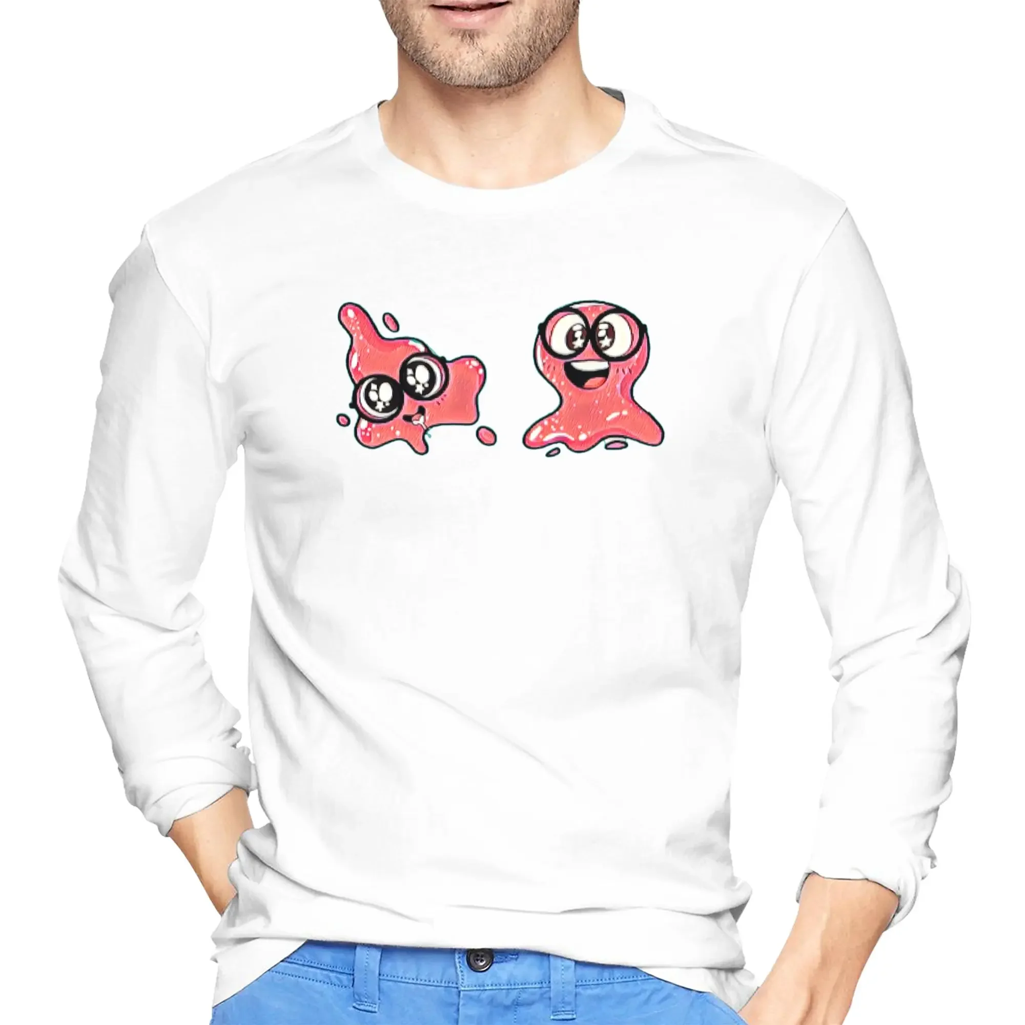 

Super Slick Slime Sam Men's Long Sleeved T-shirt Breathable Round Neck T shirts Spring and Autumn Men tops