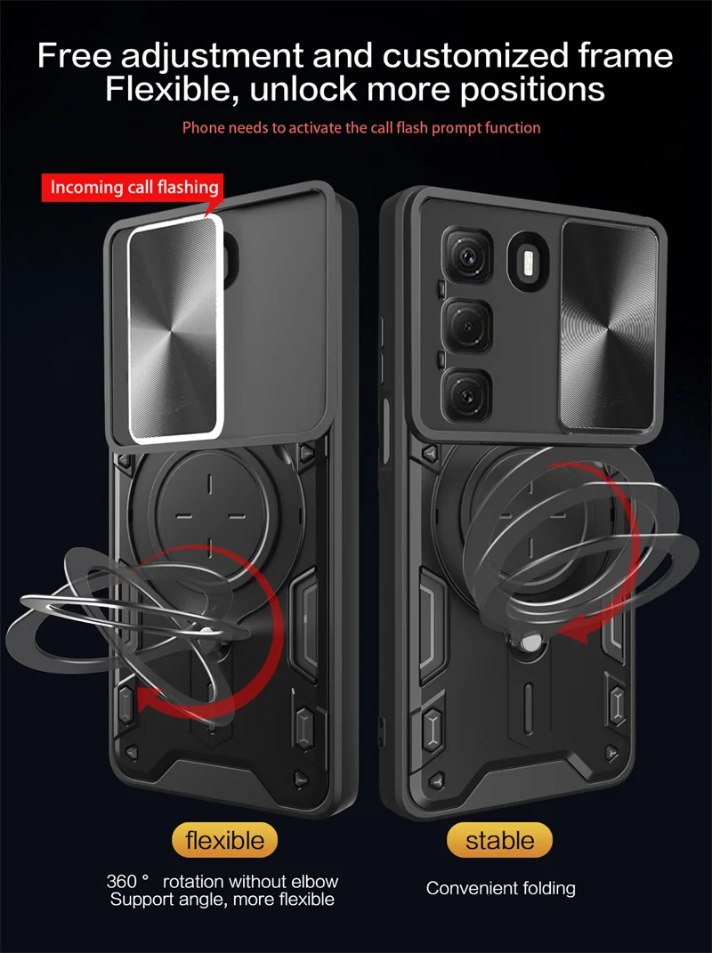 Funda ل انفينيكس الساخن 50 4G حافظة درع الشريحة عدسة الكاميرا حماية الغطاء الخلفي ل انفينيكس Hot50 4G X6882 6.78 "حامل حلقي Coque