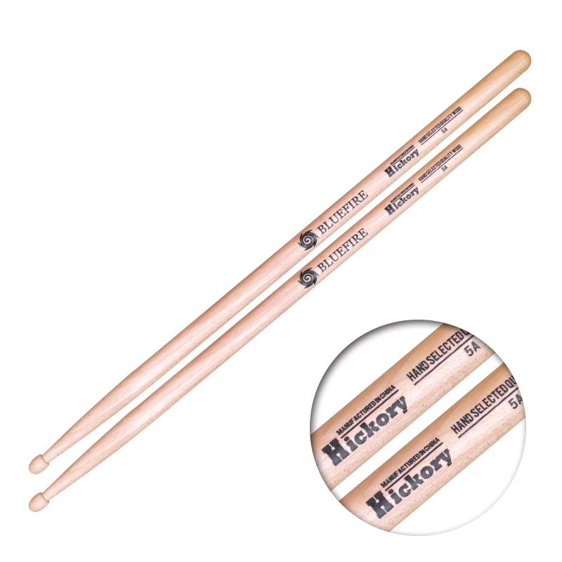 Bluefire 5A American Hickory Drum Stick Weight Matched Acorn Tip Drumstick for Professional Drummer Musical Drum Stick