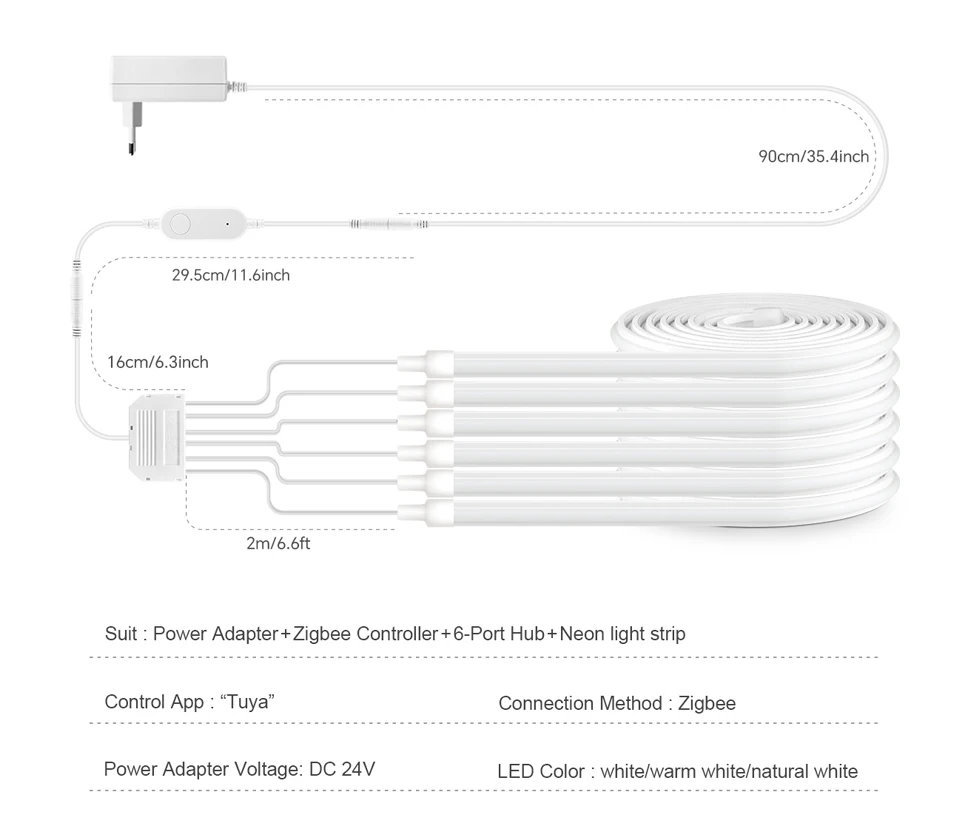 Zigbee WLAN Neon COB-Streifenlicht Smart-Schalter Dimmbares LED-Band Tuya Alexa Holzmaserung Gitter Wandschrank Smart Treppenlampe – Detail 2