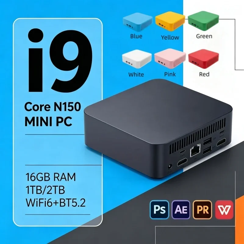 2026 New Arrival Mini Gaming PC Intel N150 16GB RAM 1/2TB SSD 13 RGB Light Portable 4K PC Win11