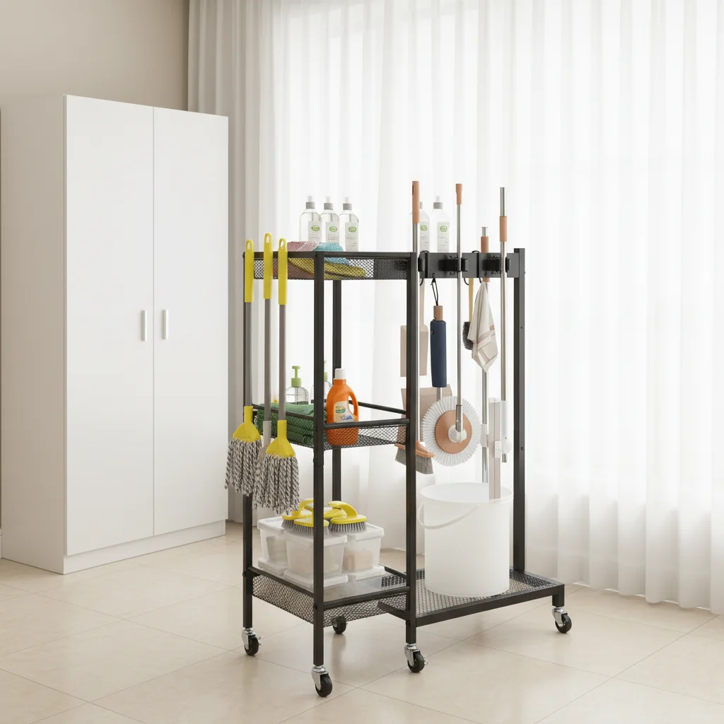 

Indoor Cleaning Tool Rack,Cleaning Supplies Storage Cabinet,for Home and Laundry Room