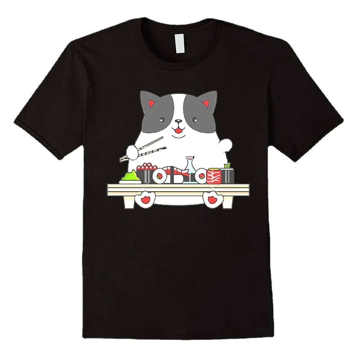 

Funny Sushi Cat T-Shirt. Summer Cotton Short Sleeve O-Neck Mens T Shirt New S-3XL