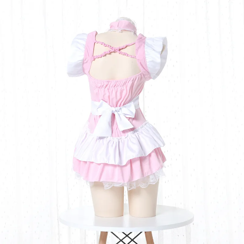 Lolita Leuke Lolita Jurk Roze Meisjeuitrusting Japanse Anime Cosplay Kostuum Schort Maid Uniform Kawaii Nachthemd Outfit Voor Vrouw