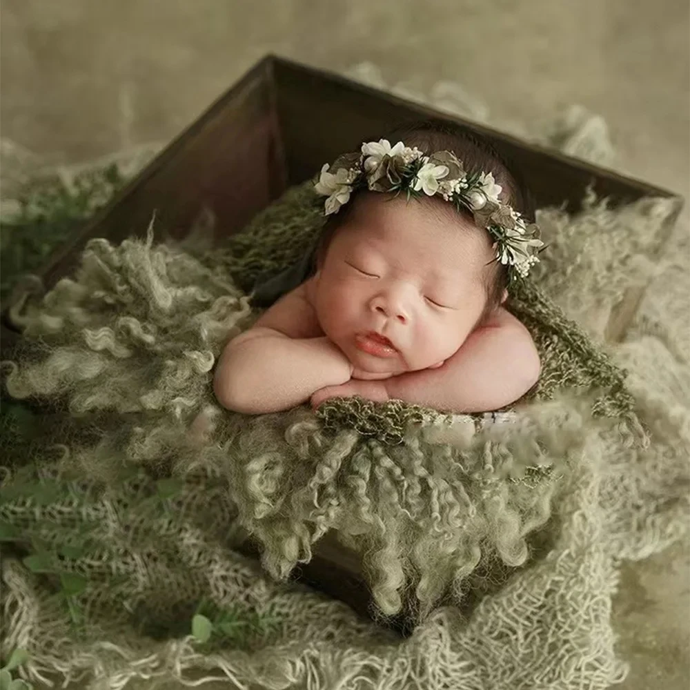 Puntelli per fotografia neonato Pittura a olio vintage Avvolgimento estensibile per bambini e copricapo/cappello Accessori per riprese in studio per neonati