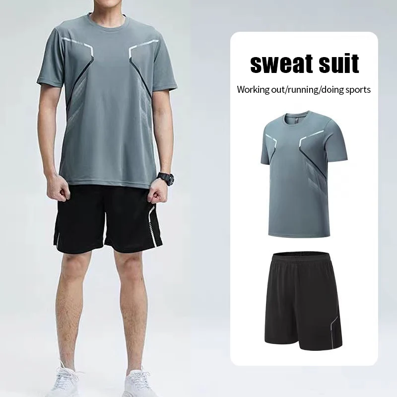 2/3Pcs Summer and Autumn Youth Sports Big Boys' Running and Fitness Breathable Loose Sleeve T-shirt 13-16 Years Old Black Shorts