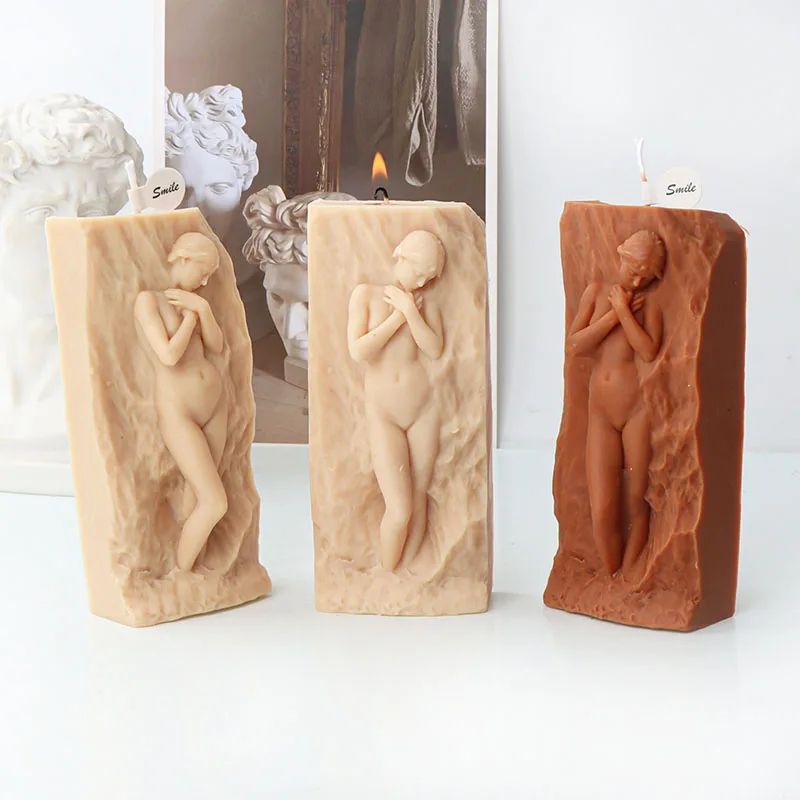 Nordic Portrait Relief Beauty Girl Statue Candle Mold Scented Candle Gypsum Mould Resin Soap Silicone Molds Craft Desktop Decor