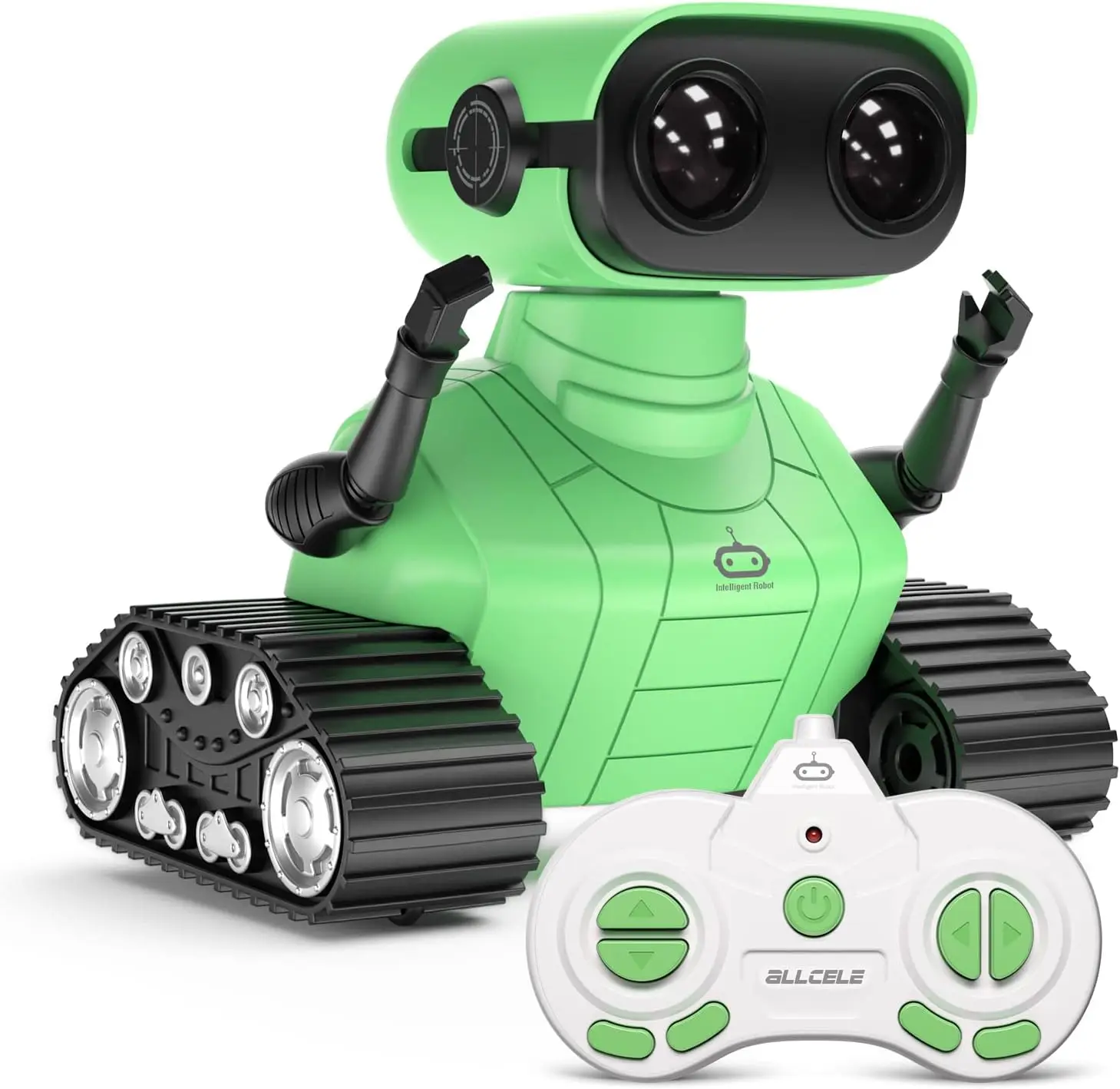 ALLCELE Robot Toys, Robot RC para meninos e meninas, brinquedo de controle remoto, olhos LED, presente para crianças de 3 anos ou mais - verde