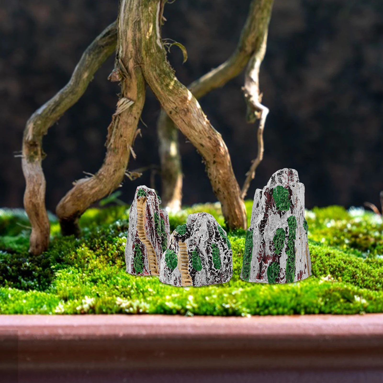 

6pcs Simulated Rockery Ornaments Mini Garden Decoration Freshwater Aquarium Cave Resin Bonsai Stone Figurines Lifelike