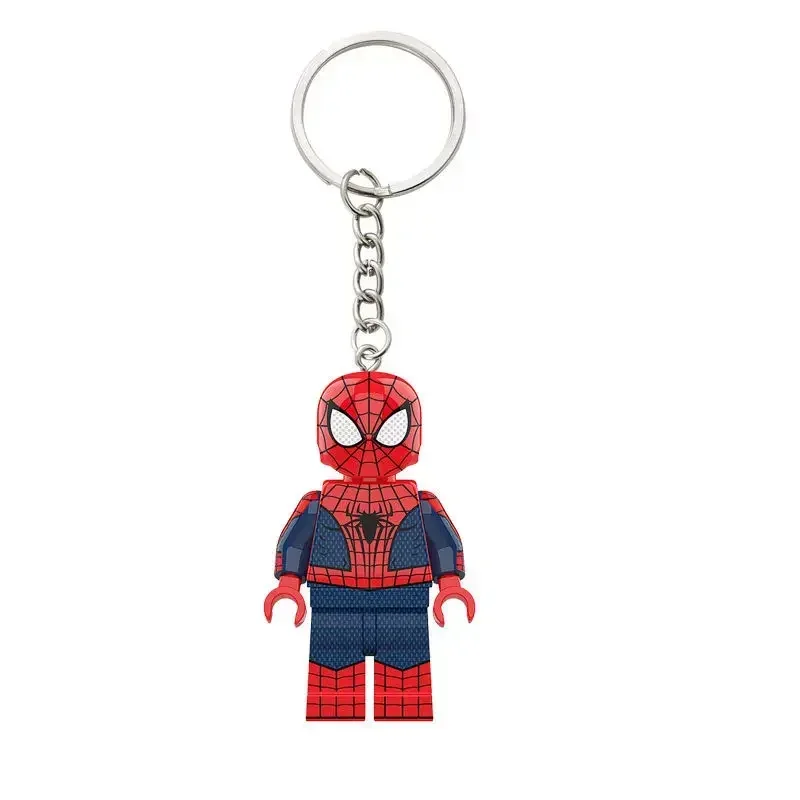 LLavero de bloques de construcción de dibujos animados de películas periféricas, Spiderman, Gwen, Marvel, creativo, bolsa de juguete ensamblada, accesorios colgantes, regalo