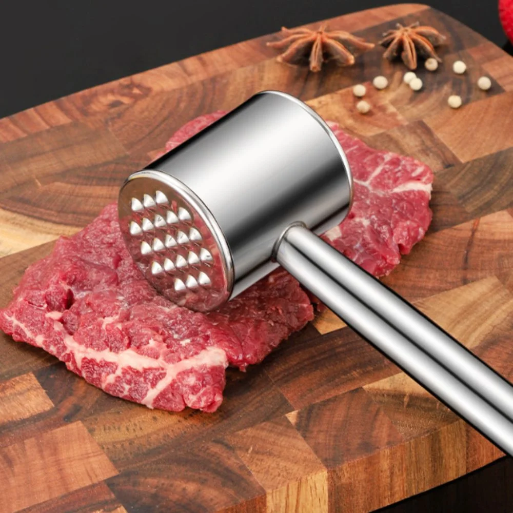Stainless Steel Dual-head Use Meat Tenderizer Rust-proof Hanging Meat Knocker Professional Corrosion-resistant Meat Mallet Beef
