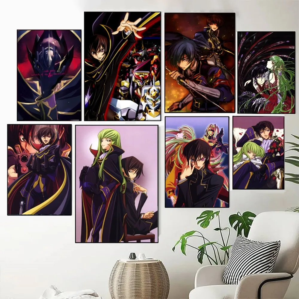 Code G-Geass Zero Art Anime  Poster Fancy Wall Sticker for Living Room Bar Vintage Decorative Painting Middle