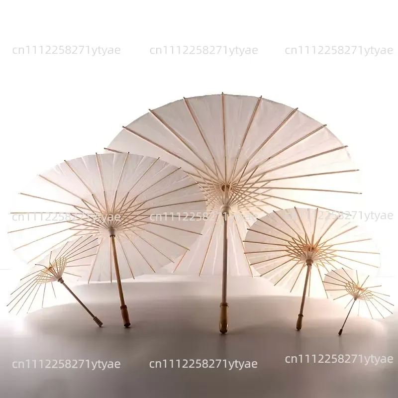 2026 Paper Bridal Wedding Umbrella White Parasol Handmade Plain Chinese Mini Craft Umbrella for Hanging Ornaments