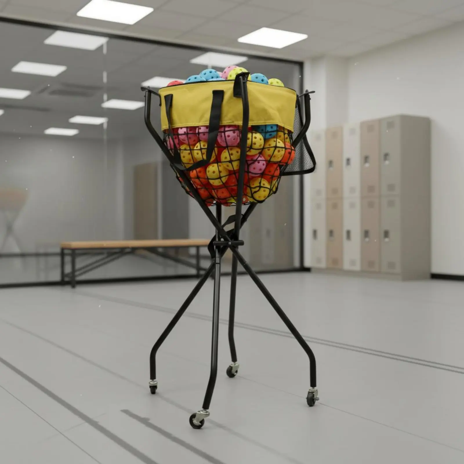 

Pickleball Carrier Heavy Duty Pickleball Ball Carrier Portable Ball Carrier Effortless Rolling Rust-Resistant for Coaches