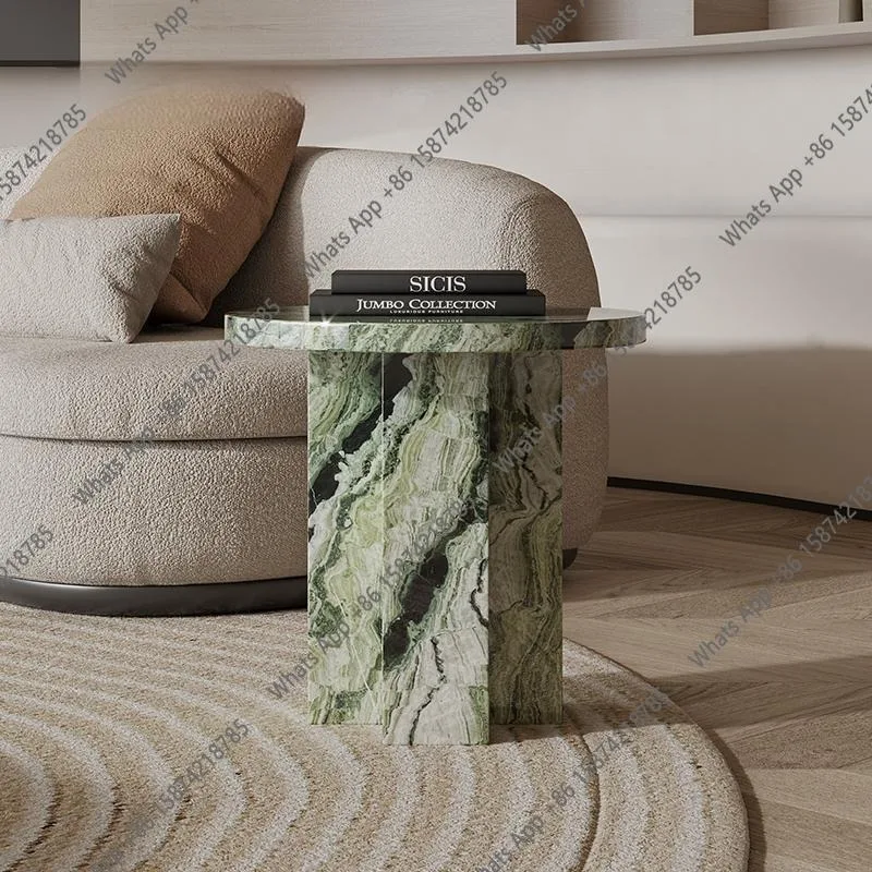 Luxury Natural Marble Side Table, Minimalist Sofa End Table with Premium Feel, Creative Living Room Accent Table, Customizable