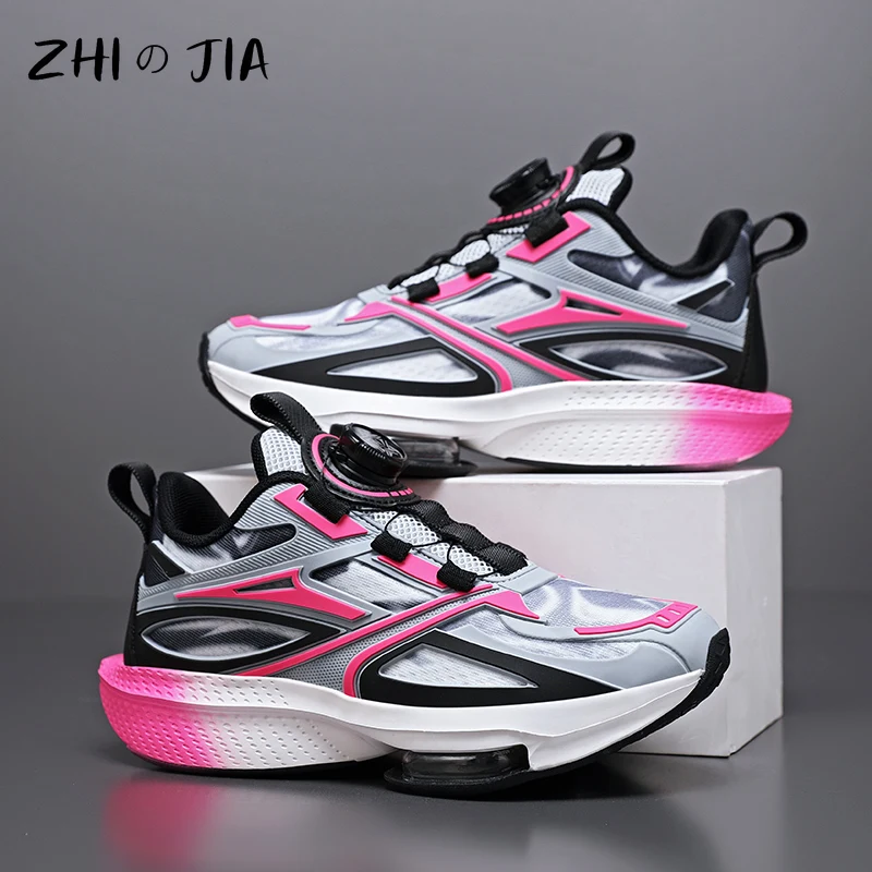 2025 Spring Hot selling Rotating Button Air Cushion Sneaker Children\'s Mesh Breathable Running Shoes Boys Fashion Casual Shoes